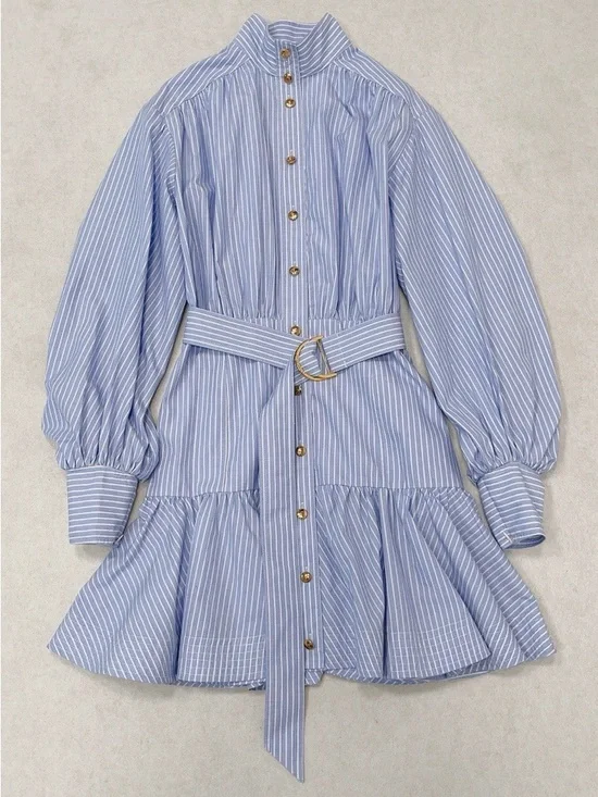 NWOT ZIMMERMANN STRIPE UTILITY MINI DRESS in Cotton, Size AU 0P/0/1/2 - Picture 2 of 8